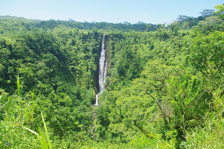 Looking across the valley to Papapapaitai Waterfalls, Samoa.