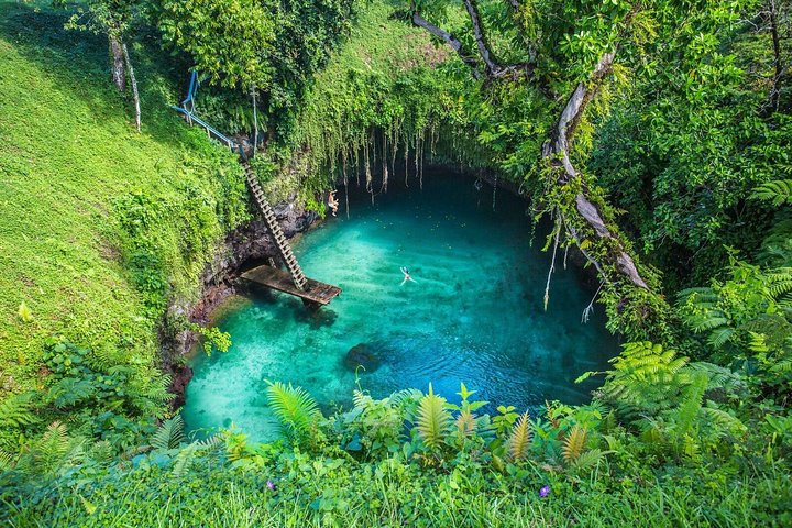 An overhead view of To Sua Ocean Trench, Samoa.