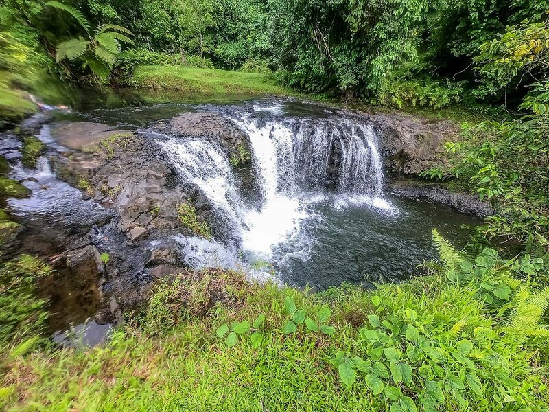 The top waterfall of Togitogiga Waterfalls, Samoa.